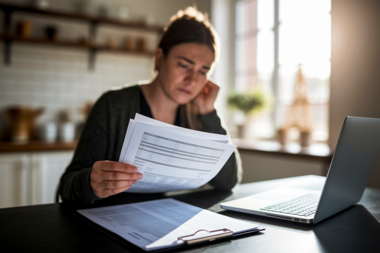 personne-inquiete-cuisine-documents-laptop