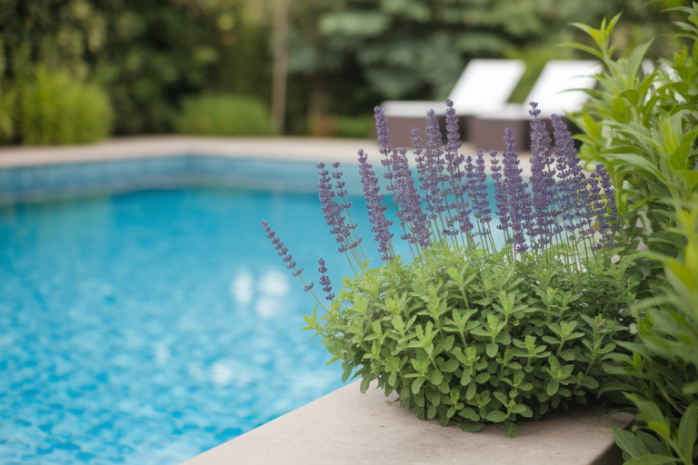 plantes-aromatiques-piscine-eau-bleue