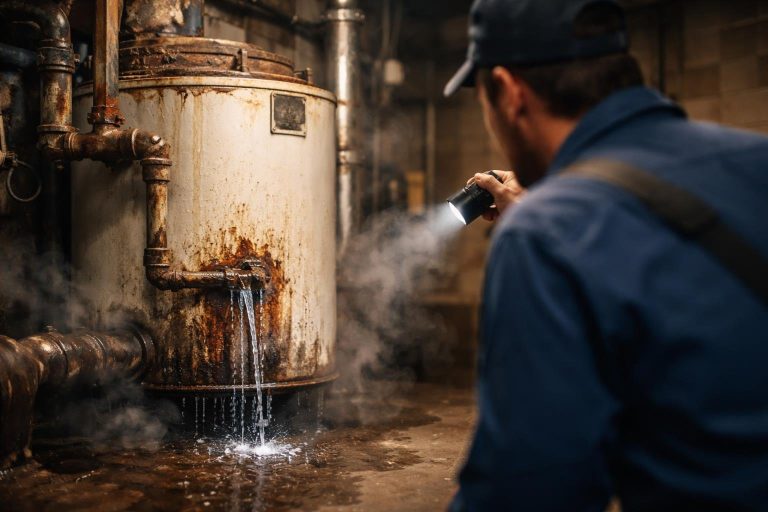 chaudiere-fuite-eau-technicien-vapeur