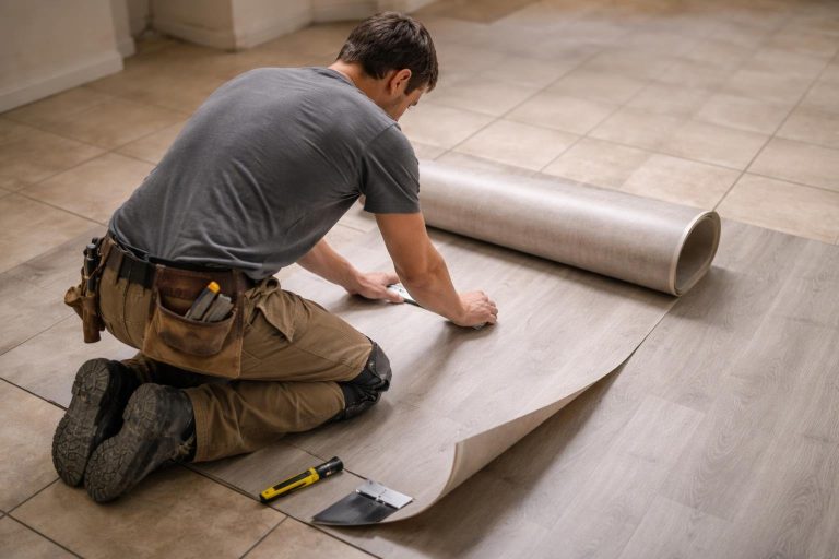 artisan-agenouille-pose-lino-sol