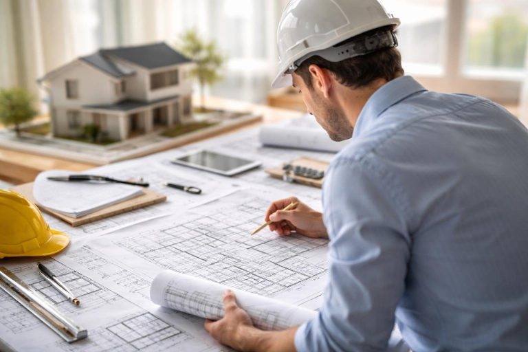 architecte-plans-table-maquette-maison