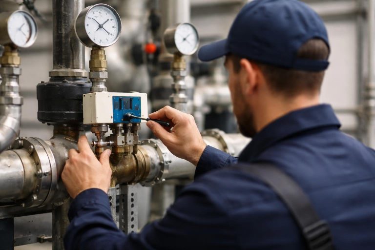 technicien-ajustant-pressostat-tuyaux-cadrans