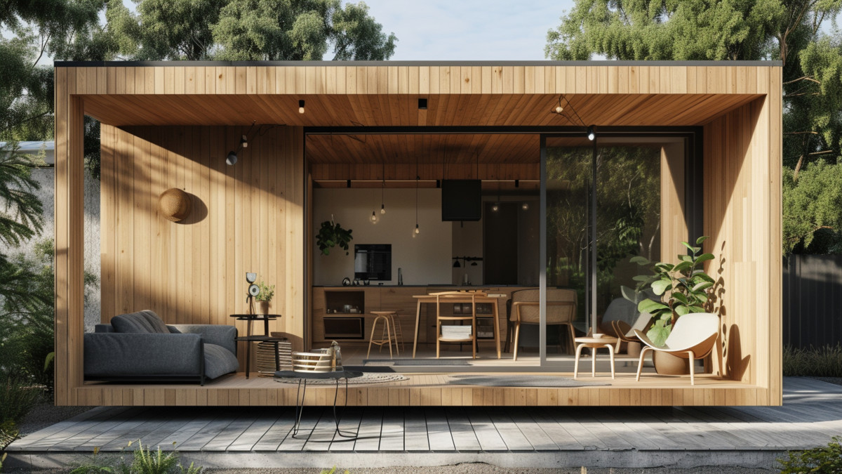 jolie maison en bois avec bel extérieur